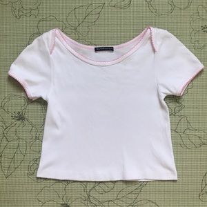 Brandy Melville Rare White Top with Pink Trim